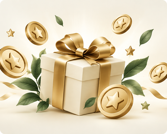 Gift box and reward coins